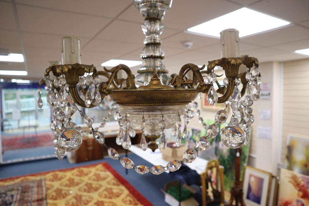 An ormolu and glass six light chandelier, diameter 60cm